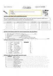 English worksheet: Vocabulary Test