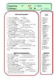 English Worksheet: Prepositions Challenge I  - check yourself! 