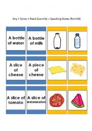 English Worksheet: Speaking Game: Any_Some_Food Quanitity [44-cards] (1/3)