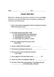 English Worksheet: Ancient India 