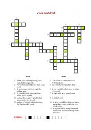 English Worksheet: food crossword