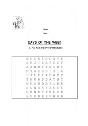 English worksheet: word search