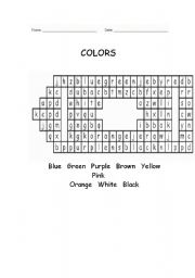English worksheet: Colors - Wordsearch