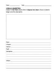 English worksheet: Description: animals in danger