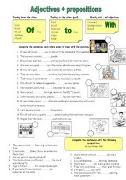 English Worksheet: Adjectives and prepositions