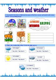 English Worksheet: Seasons and weather