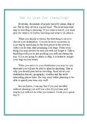 English Worksheet: how to plan for travelling