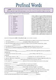 English Worksheet: Prefixed words