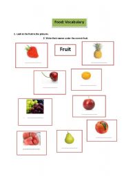 English worksheet: Fruit