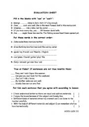 English Worksheet: Can or Cant