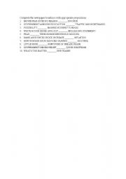English Worksheet: Prepositions and Newspaper Headlines