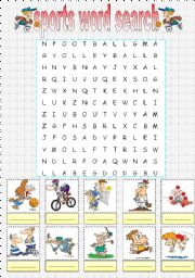 English Worksheet: sports word search