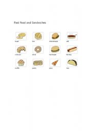 English Worksheet: Fast Food and Sandwiches 