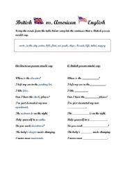 English Worksheet: British vs. American English