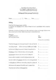 English Worksheet: Editing and Cloze Passage