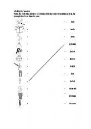 English worksheet: Clothing Matching task (Mens, Womens, Accessories)