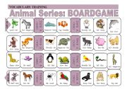English Worksheet: Practice of Adjectives and Animals: Boardgame