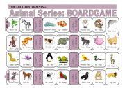 English Worksheet: Practice of Adjectives and Animals: Boardgame