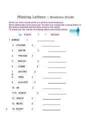 English Worksheet: Missing Letters - Business English