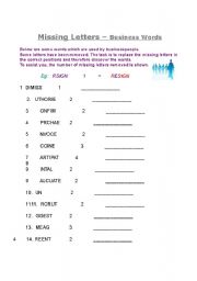 English worksheet: Missing Letters - Business English