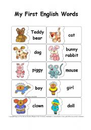 My First English Words - Matching or Memory Game / Concentration Training