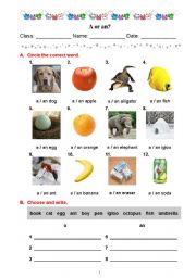 English Worksheet: A or an?