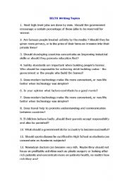 English Worksheet: Writing and discussion IELTS topics