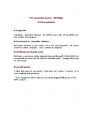 English worksheet: Bill Gates (writiting  guideline) A successful person