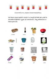 English Worksheet: Contents and containers