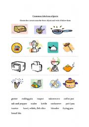 English Worksheet: Common kitchen objects