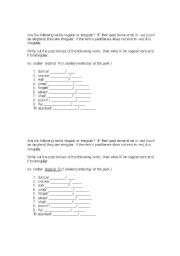 English Worksheet: Warm up review of regular versus irregular past participles