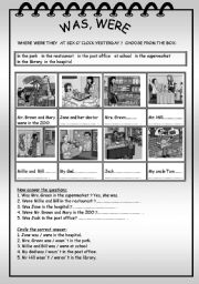 English Worksheet: WAS, WERE