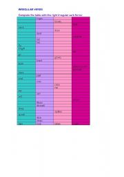 English Worksheet: IRREGULAR VERBS
