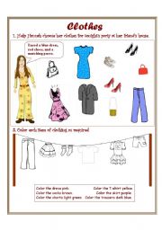 English Worksheet: Clothes and colours