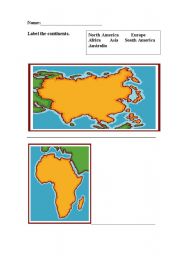 English Worksheet: The seven continents