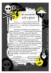 English Worksheet: An encounter with a ghost