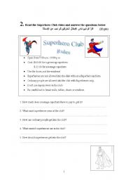 English Worksheet: Superhero Club