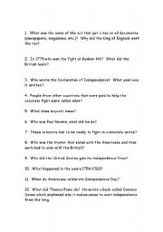 worksheets american revolution