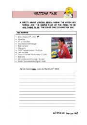 English Worksheet: WRITING TASK - PAST SIMPLE TO BE AND THERE TO BE