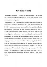 English Worksheet: Daily routine