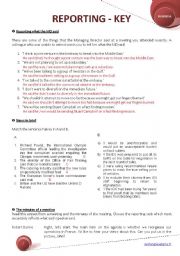 English Worksheet: REPORTING - BUSINESS - KEY