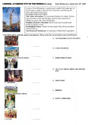 English Worksheet: London, a famous city in the world