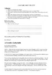 English Worksheet: Culture and the City
