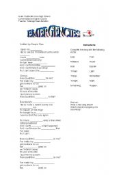 English worksheet: emergencies