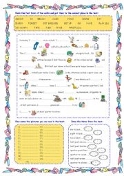 English Worksheet: Simple Past, Daily Routines, Telling the Time