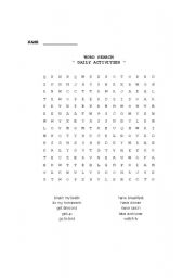 English Worksheet: DAILY ACTIVITIES WORD SEARCH