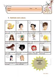 English Worksheet: Hairstyle and colour