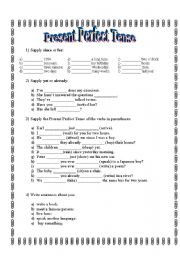 English Worksheet: Present Perfect Tense