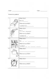 English worksheet: Things in house