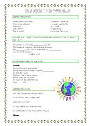 we are the world lyrics singers - ESL worksheet by Flor1801